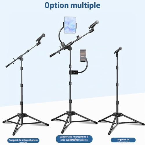 Support de micro sur pied double montage GUITTO avec base lourde stable