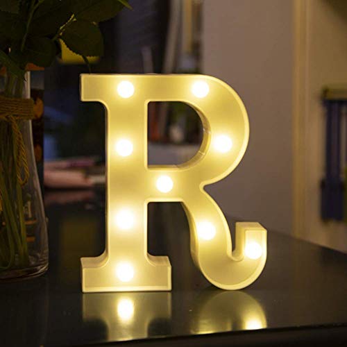 Luces LED blancas con letras de marquesina - 26 letras lámparas iluminadas para fiesta nocturna, boda, cumpleaños, decoración de bar en casa