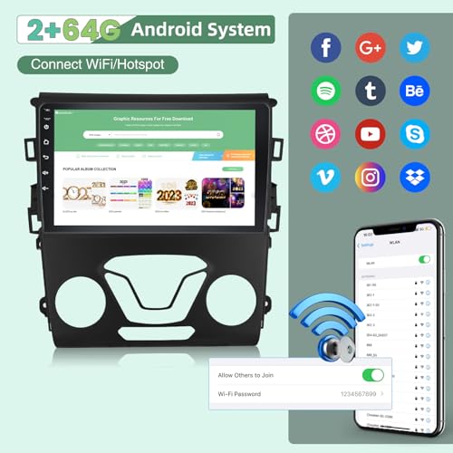 Radio con pantalla táctil 9 pulg para Ford Fusion 2013-2019 miniatura 4
