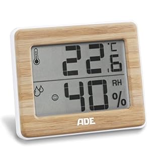 ADE Digitale thermometer en hygrometer voor binnen, luchtvochtigheidsmeter, bamboe