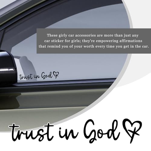 Image of 3 PCS Trust in God Rearview Mirror Sticker, Christian Car Mirror Sticker Decal Affirmation Reminder, Waterproof Bible Verse Rear View Vinyl Sticker for Vehicle Window Laptop (Black)