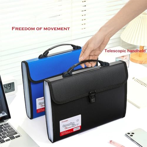 Sac de rangement de documents dossier d'organisation de bureau A4 bleu 13 poches - 3