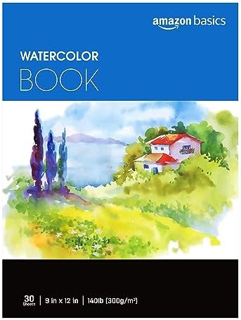 Amazon Basics Watercolor Pad, 9"x12", 140 lb. / 300 gsm, 30 Sheets