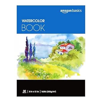 Amazon Basics Watercolor Pad, 9"x12", 140 lb. / 300 gsm, 30 Sheets