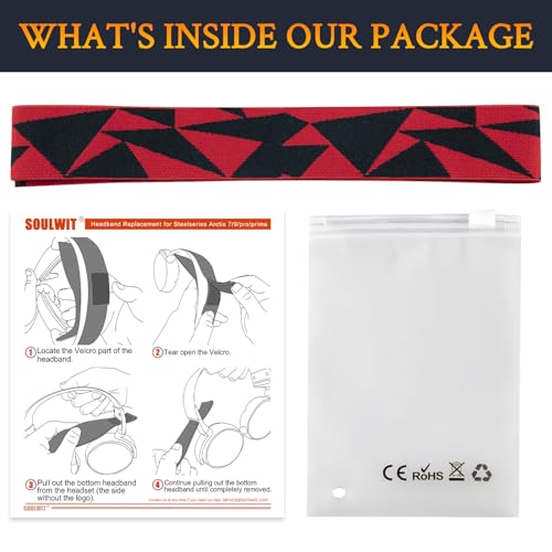 Image of SOULWIT Flexible Fabric Replacement Headband for SteelSeries Arctis 7 /7+ /7X /7X+ /7P /7P+ /9 /9X /Pro /Prime Gaming Headset, Headphones Replacement Band, Headstrap Head Cushion Pad Repair Part - Red Storm