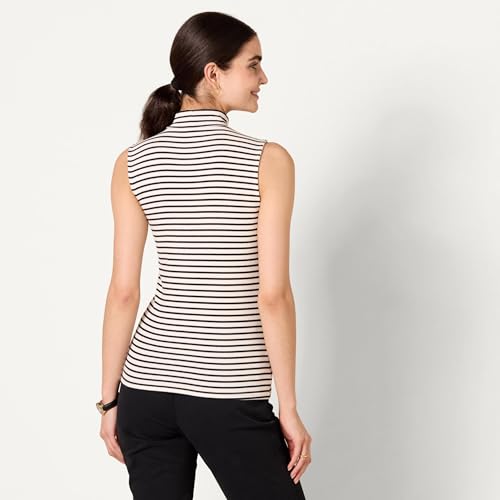 Image of Amazon Essentials Women's Mock-Neck Slim-Fit Ribbed Knit Cotton Sleeveless Top
