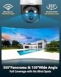 (2026 Mise à jour) 4K PoE PTZ Système de caméras de sécurité, 4 Extérieur PTZ Caméras, 8CH NVR avec 10.2" IPS Affichage, 130° Angle large, AI Détection humaine, PIR Motion, 2-Way Audio, IP66, L'application gratuite, 1TB HDD