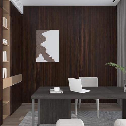 Image of SUNBIRD Wood Furniture Wallpaper Vinyl, Self-Adhesive Wood Wall Paper, Almirah,Kitchen Home Decoration 24in x 3 Meter (Black Wallnut)