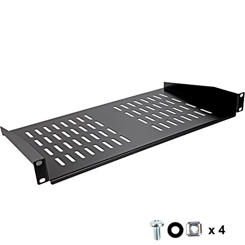 Rack Shelf by SimpleCord - Universal Cantilever Vented 1U Rack Tray For 19-inch Server Racks and Cabinets – Premium Heavy Duty Cold Rolled Steel Designed to Hold Network and AV Equipment
