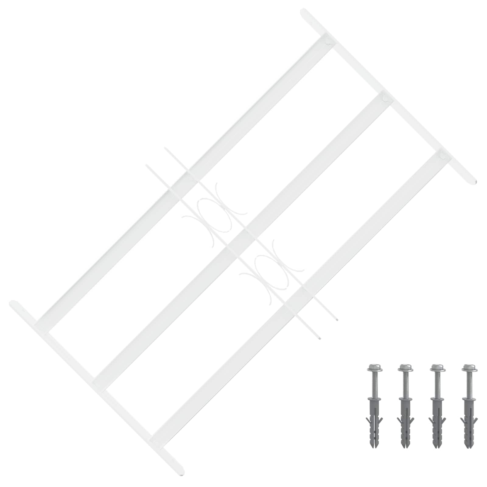 Rejilla de seguridad para ventana con 3 barras transversales, ajustable de 43 a 74 cm, acero galvanizado, 3 piezas, para madera, plástico, aluminio, ventanas, antirrobo, exterior