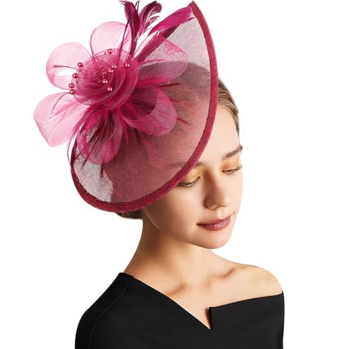Image of DRESHOW Women Fascinator Hats Tea Party Hat Vintage Pillbox Hat Headband for Cocktail
