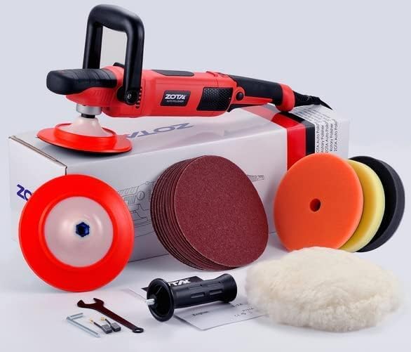 Miniatura 8 de Pulidora rotativa, 1200 W, doble par de 6 pulgadas7 pulgadas, pulidora de automóvil de 6 velocidades variables, 1100-3050 RPM con arranque suave