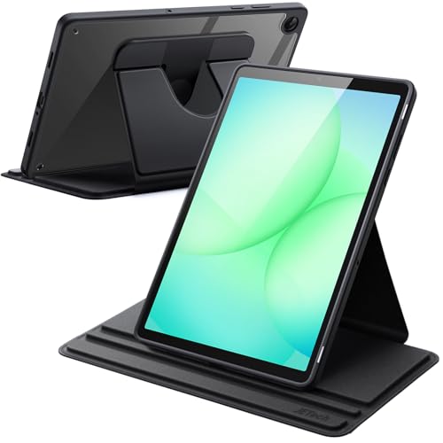 Image of JETech 360 Rotating Case for Samsung Galaxy Tab A11 Plus, Black | Multi-Angle Stand Cover, Clear Back Design, Auto Wake /Sleep, Full Protection