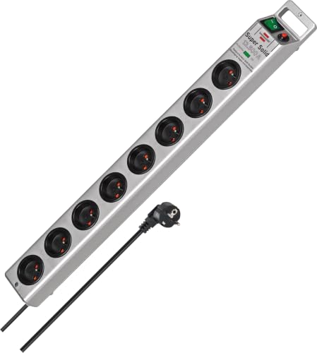 Brennenstuhl Multiprise Super-Solid argenté, 8 Prises, avec parasurtenseur et 2,5m de câble (13.500A)
