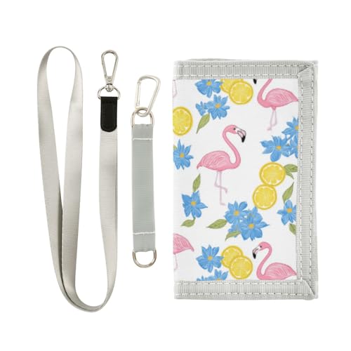 Wusikd Cute Pink Flamingo Kids Wallet for Boys Girls Lemon Toddler Trifold Wallet Novelty Wallet for Teens Women Men