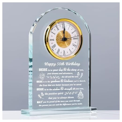 50th Birthday gifts for Women Men - Crystal Clock Gifts Personalized 1974 50 Year Old Birthday Present for Her Him - Happy 50th Birthday Gifts Ideas for Mom Dad Unique