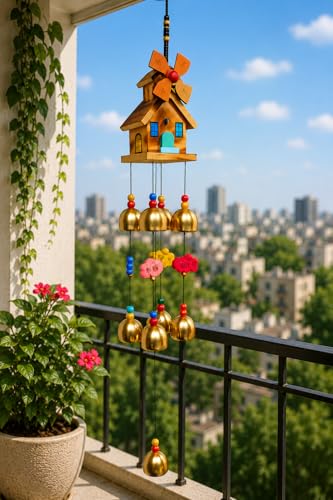 Image of Wind Chime for Home Decor Items | Feng Shui Vastu Hanging Bell for Balcony, Bedroom & Living Room | Positive Energy Decorative Wall Hanging
