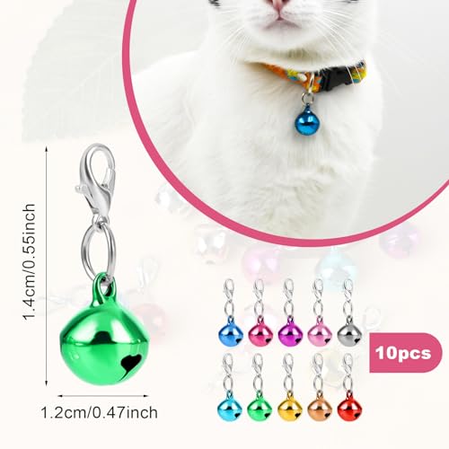 Miniatura 2 de Comnico 10 Campanas Para Mascotas Para Perro Y Gato, Collar Redondo De Metal, Con Sonido Fuerte Y Nítido Con Cierres, Accesorios Colgantes De Animales Pequeños, Decoración De Navidad Colorido , Talla