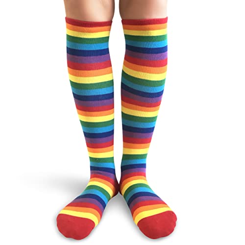 Image of PolyMedea Elite Quality Colorful Soft Cotton Women's Striped Knee High Socks