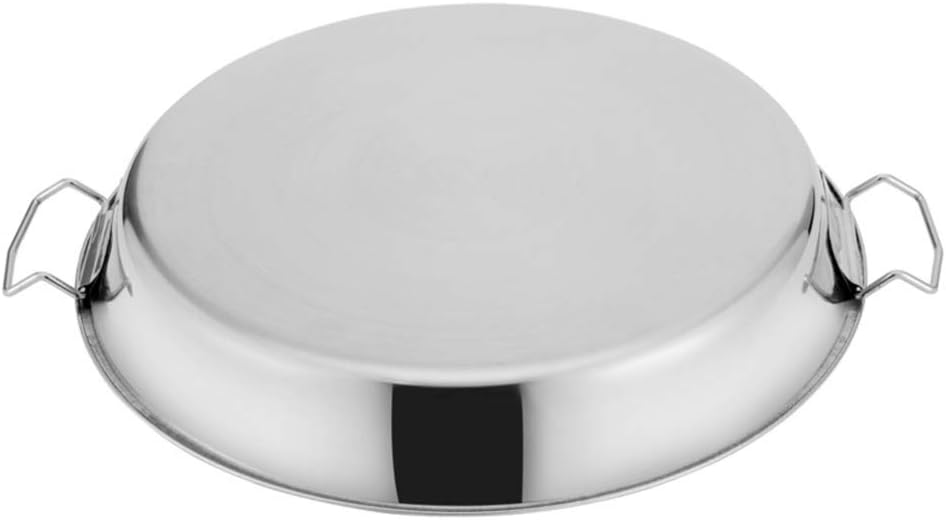 Turkey Pan Stainless Steel Plates Round Stainless Steel Turkey Roaster Lasagna Pan Steamer Plate with Handle Steamer Pan Round Cake Pan Fruit Tray Roasting Dish Shelf (Color : 32cm, Size : 40