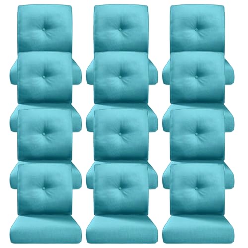 Image of Luxury 4 inch Thick Outdoor Cushion Set of 12 - 22x24 Patio Furniture Cushions with 28D High-Density Foam, Water-Resistant & Fade-Resistant Fabric, Removable Covers for Patio Furniture Sofa -Turquoise