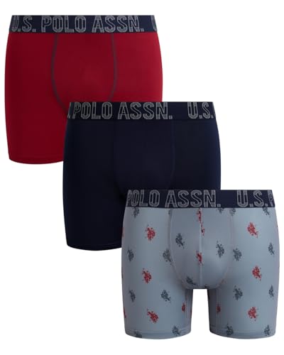 U.S. Polo Assn. Mens Boxer Briefs - 3 Pack Moisture Wicking Performance Mens Underwear Boxers with Contour Pouch (S-XL)