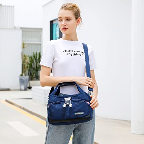Eslcorri Medium Women Crossbody Messenger Bag Casual Multiple-pockets Shoulder Handbag Nylon Top Handle Ladies Tote Purse2