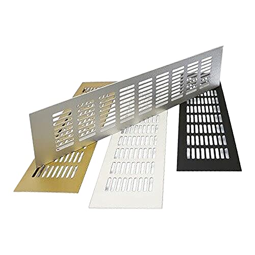 Aluminium Air Vent Grille - Furniture Metal Ventilation Cover - Built-in Appliances. (80mm x 500mm, Silver)