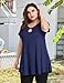MONNURO Womens Plus Size Keyhole Summer Tops Sexy Swing Tunics Casual Loose Flowy Shirts Blouses Navy Blue