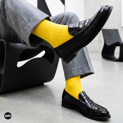 Image of DYNAMOCKS Men's and Women's Combed Cotton Crew Length Socks (Pack of 1, Multicolour) (Size UK 7-12)