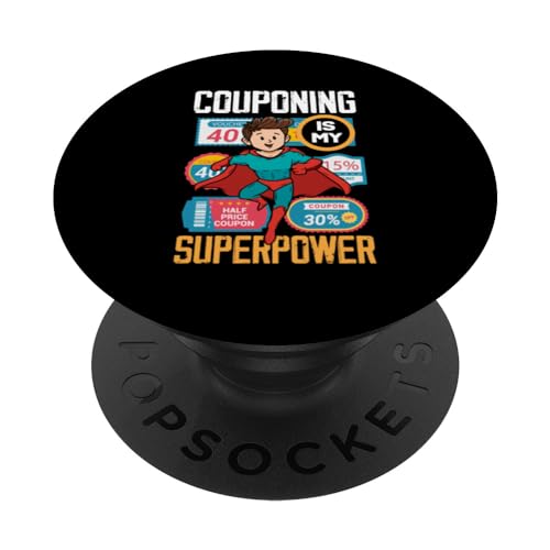 Couponing Is My Superpower Funny Coupon Couponer PopSockets Swappable PopGrip, Black
