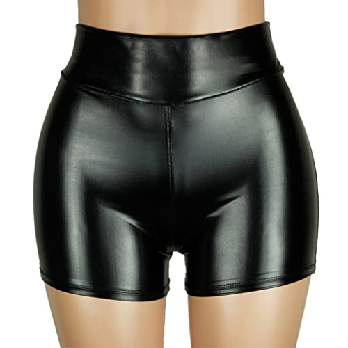 Short en cuir femmes push up noir de sport fitness jogging taille haute