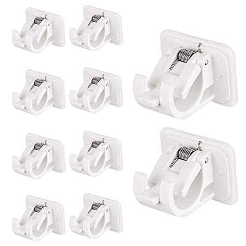 10 Piezas Autoadhesivo Ganchos Barra Cortina, Soporte Gancho Cortinas, Ganchos de Cortina Barra Toalla, Soporte Barra Fijación, para Sala de Estar, Dormitorio, Baño, Hotel