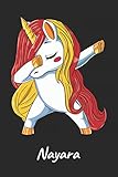  Nayara: Cuaderno de notas blanko para niña y mujer con nombre personalizado y diseño de kawaii cuaderno unicornio bailarin con pelo en los colores de ... universidad, regalo de cumpleaños y navidad.