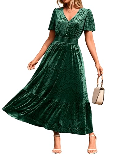 Simplee Women's Velvet Floral Maxi Dress