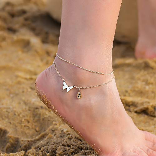 M Mooham Dainty Butterfly Anklets For Women, Initial Anklet For Women Gold Anklets For Women Butterfly Anklet Initial Ankle Bracelets For Women Anklets Jewelry（A） #TOP3