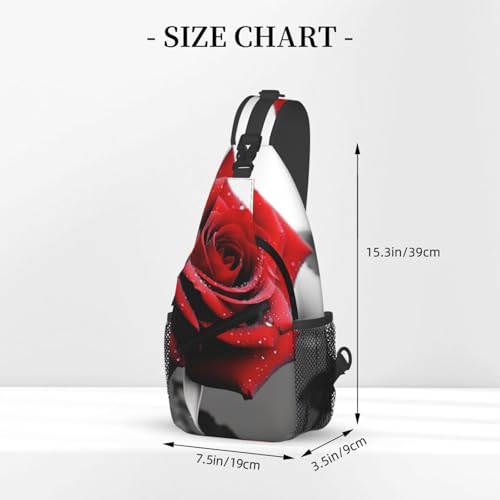 Mochila bandolera cruzada negra con diseño floral para senderismo miniatura 3