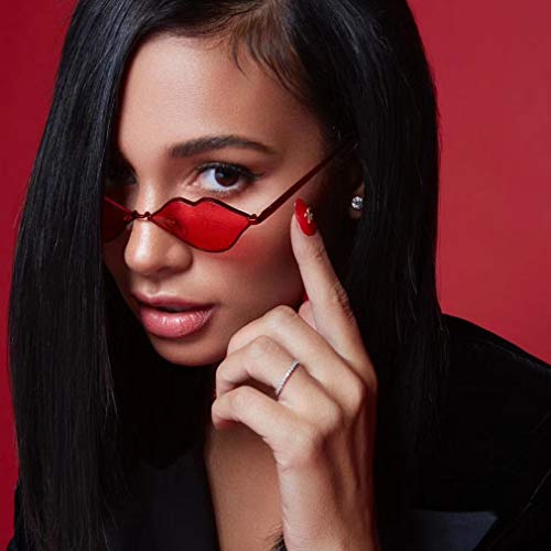 MYSNKU Sexy Lips Shape Irregular Sunglasses Women's Small Frame Metallic Thin Edge Color Sunglasses4
