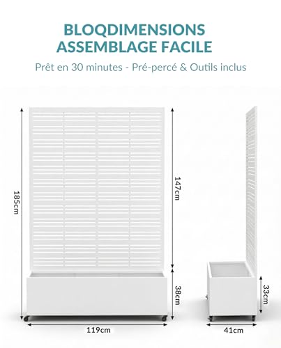Carré potager résistant aux intempéries grand bac à fleurs à roulettes