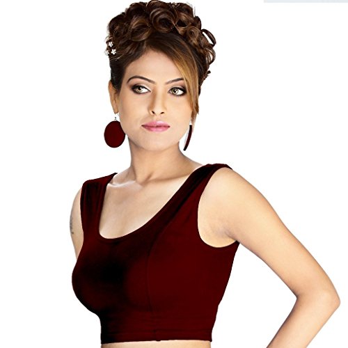 Image of Abhi Readymade Saree Blouse for Women- Sleeveless, Round Neck, Regular-fit, Stretchable, Pull-on Style Blouse