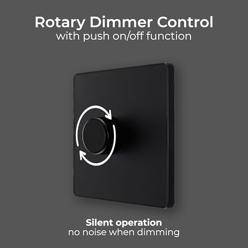 BG Electrical Intelligent Single Wall Dimmer Switch, 2 Way, Screwless Front Plate, Evolve, Matt Black, 200W, PCDMB81B - Image 6