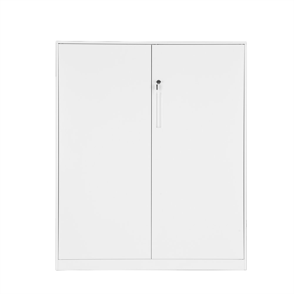 Panana Office Cupboard 2 Doors Metal Lockable Storage File Cabinet Adjustable Shelves Bookcase Storage Unit Grey White