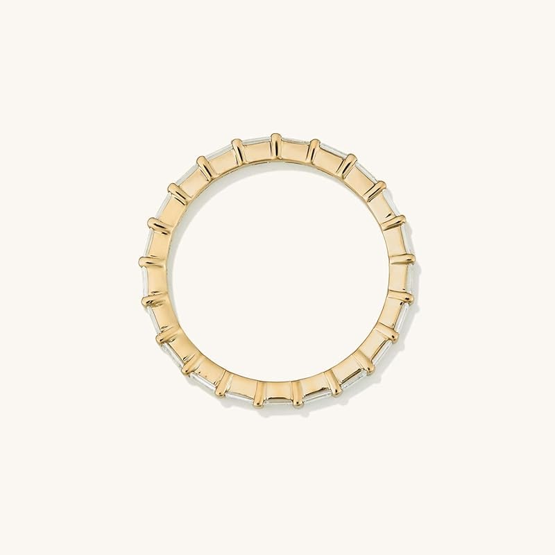 1 Carat Baguette Diamond Eternity Band Ring, 14K Yellow Gold Plated Sterling Silver, Wedding Anniversary Band (Yellow, 5.5)2