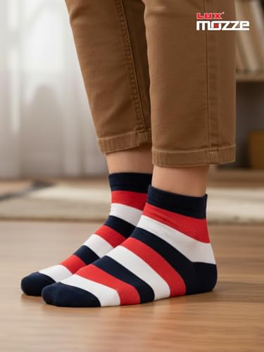 Image of Orbit Ankle Length Socks for Men |Made With Durable & Breathable Cotton | Ideal for Gym, Running, Office | 3 Pair -Multicolor