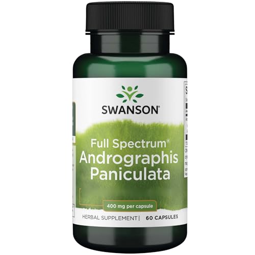 Swanson, Full Spectrum Andrographis Paniculata, 60 glutenfreie Kapseln, 400mg Andrographis Paniculata je Dosis, Sojafrei, GMO frei, Geschmacksneutral