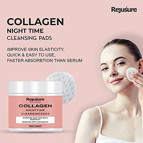 Rejusure Collagen Night Time Cleansing Pads Improves Skin Texture & Skin Elasticity Removes Dirt & Excess Oil |Paraben & Sulphate Free - 50 Pads - Image 5