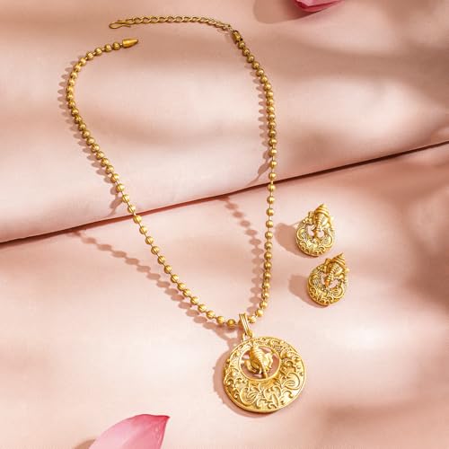 Image of Rubans Temple Necklace Set Traditional Stylish Jewellery Gift for Women & Girls