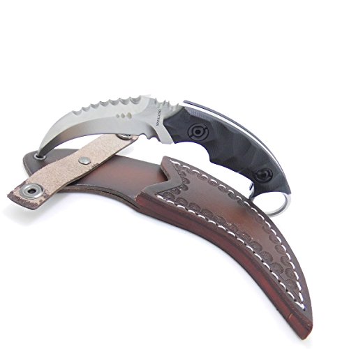 Masalong Outdoor Survival claw Tactical teeth Knife Double edged sharp Fixed Blade Knife With Sheath (Forged version)