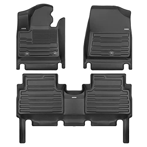 Tuxmat - For Hyundai Santa Fe Hybrid 2021-2024 Models - Custom Car Mats - Maximum Coverage, All Weather, Laser Measured - This Full Set Includes 1St And 2Nd Rows #TOP12