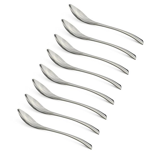 BRIIEC Luxury Mirror Polishing Silver 8 Pieces 18/10 Stainless Steel Teaspoon set